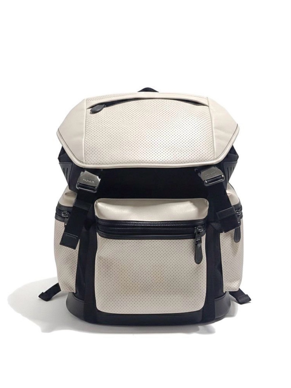 Coach Terrain Trek Backpack Leather Laptop Bag White Chalk - Black  F57477 NEW